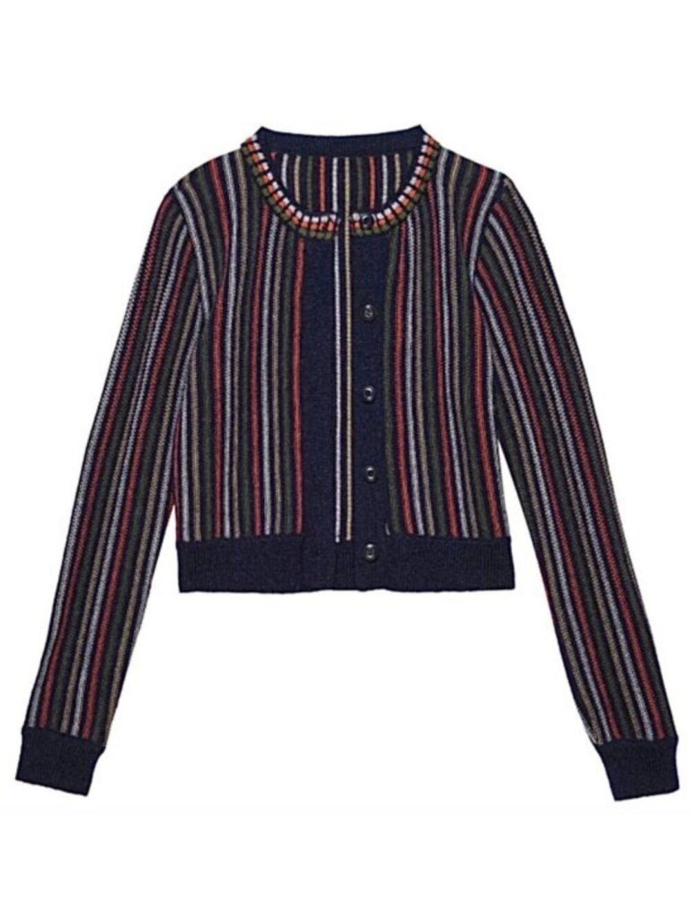 The GREAT. Navy Stripe Cardigan - Picture 5 of 12